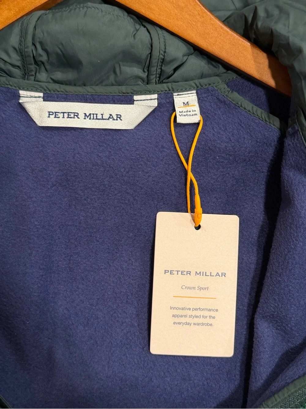 NWT Peter Millar Apex Hybrid Hoodie Jacket Nordic Pine Navy (Medium)